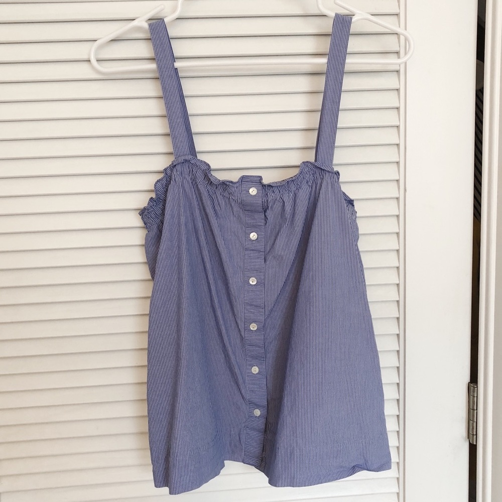 J. Crew Button Front Ruffle Tank - Picture 3 of 7